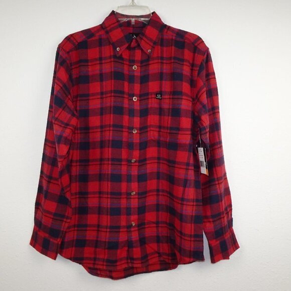 Realtree Flannel Shirt Men's Size S Red Plaid Long Sleeve Button-up - Picture 1 of 9
